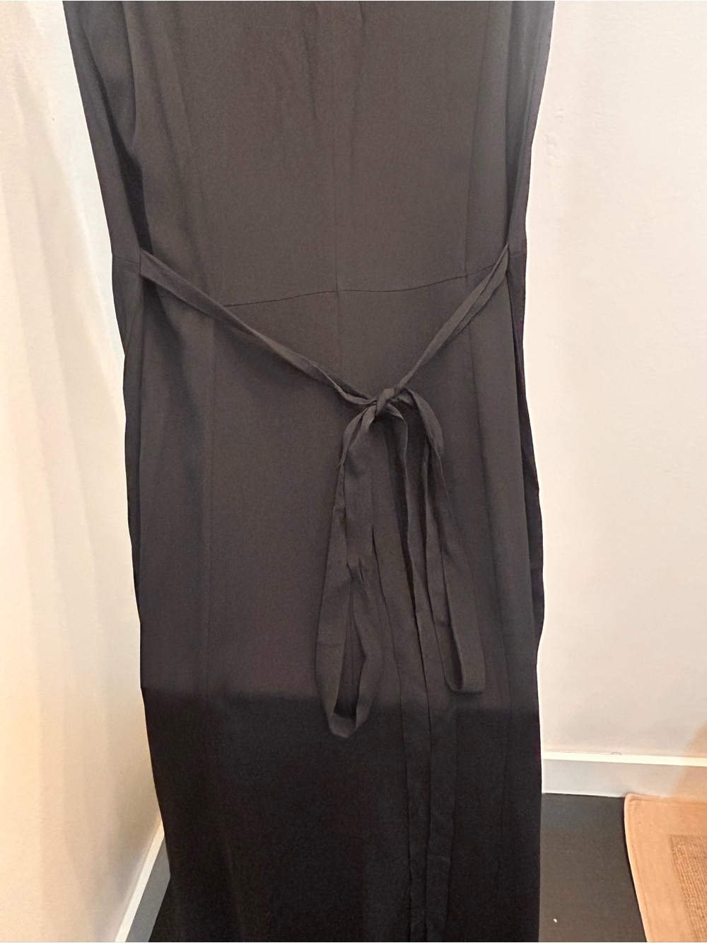 Vintage Club Monaco Sleeveless V-Neck Button-Front Black Maxi Dress Rayon - Picture 6 of 6